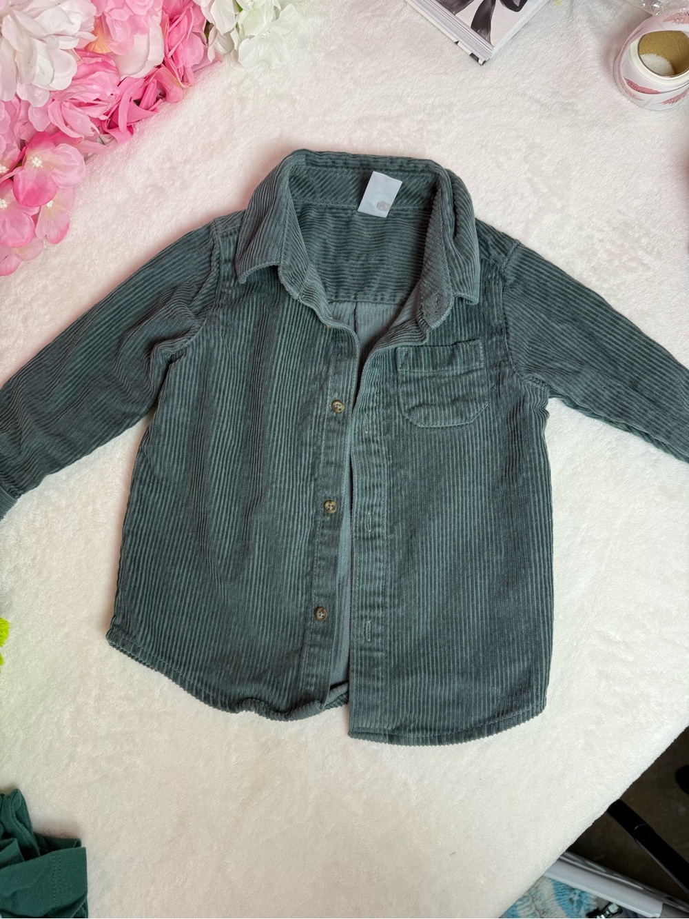 Carter's Boys Green Corduroy Button-Down Shirt